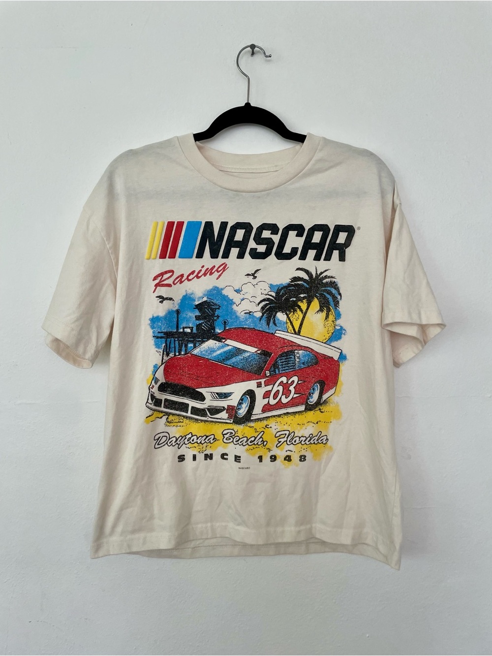 Nascar Short Sleeve Tee with Red Race Car Graphic